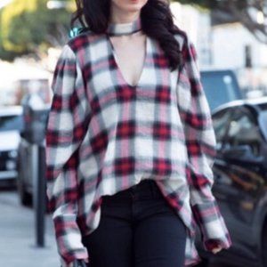 BLOGGER’S FAVORITE Zara Choker Plaid Top